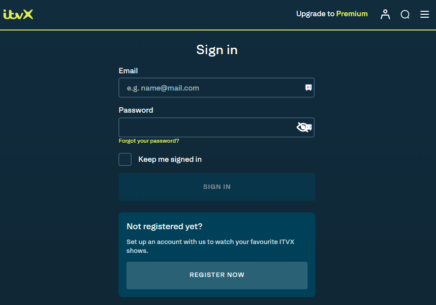 Sign in to your ITV Hub account