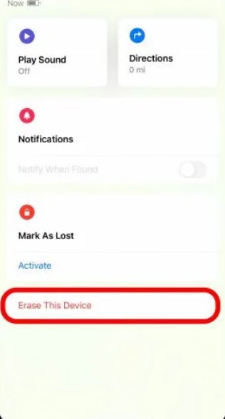 Erase this device on Find My