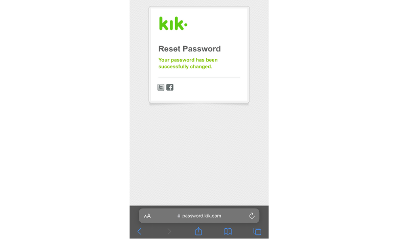 Kik password successfully changed