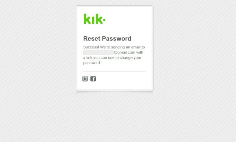 Reset Kik Password message