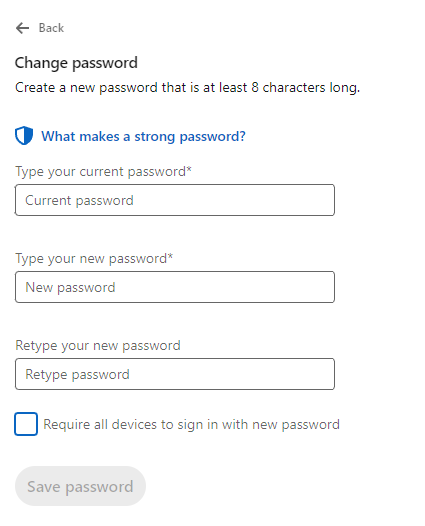 Reset LinkedIn Password