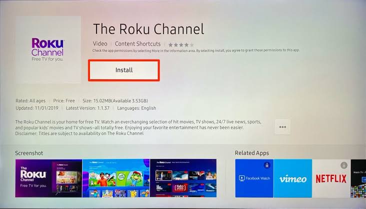 Install Roku Channel on Samsung TV 
