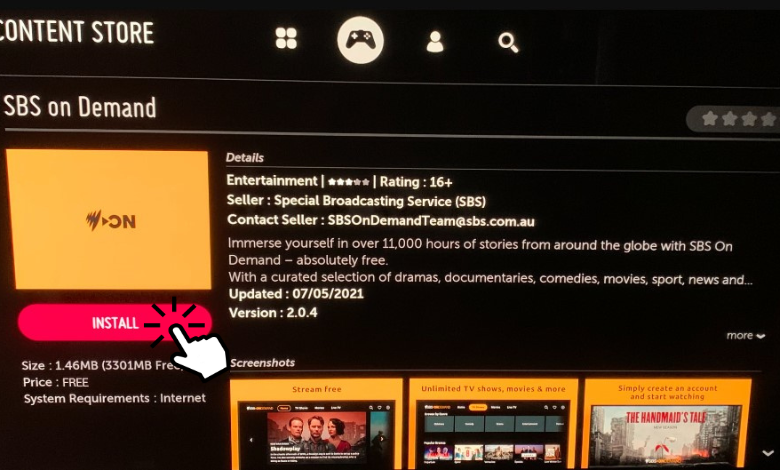 Click Install to download SBS On Demand app on LG TV