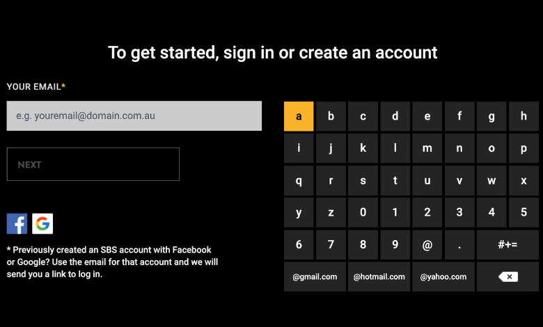 Create or Sign in to SBS On Demand account on LG TV