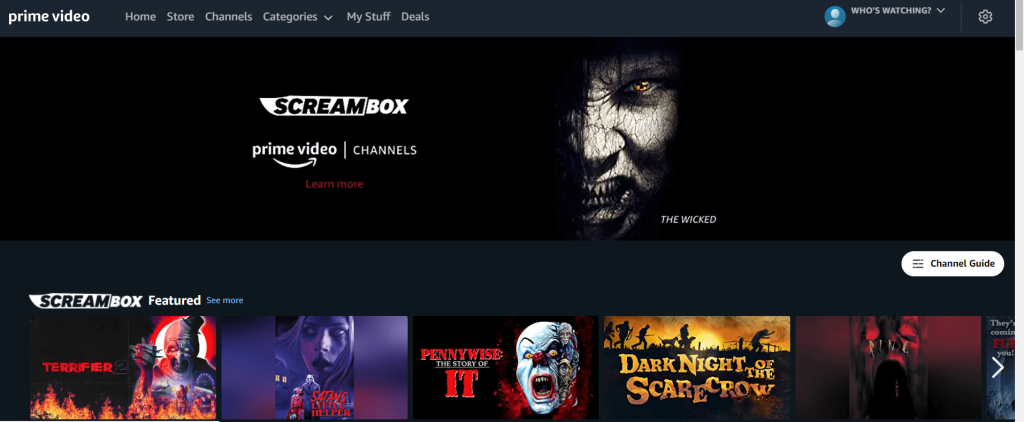 Click on the main banner of Screambox. 