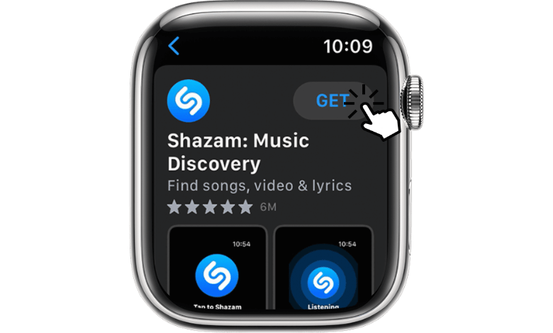 Click Get to install Shazam on Apple Watch