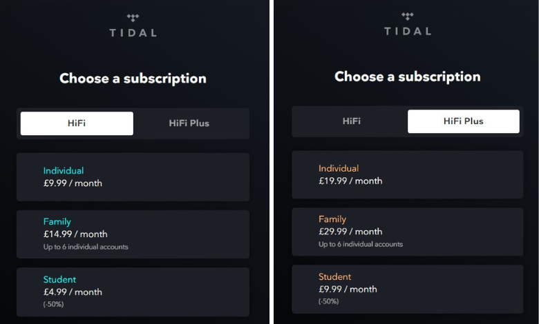 Tidal membership plans