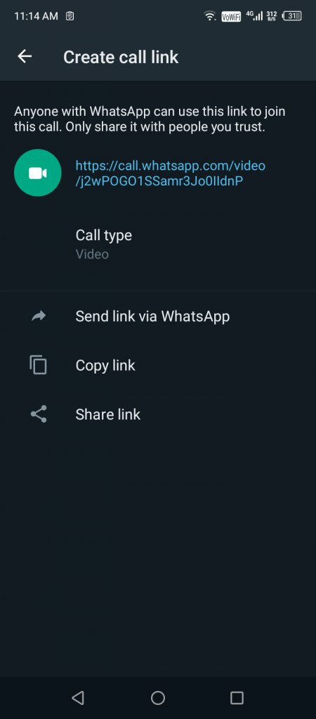 WhatsApp Call link