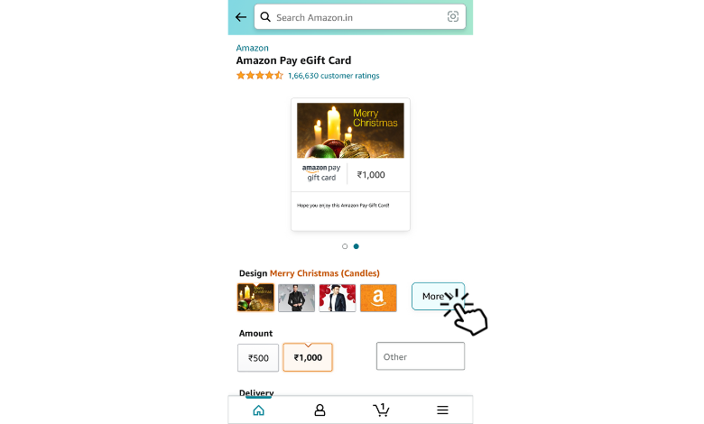 Click More to send Amazon Gift Card on WhatsApp
