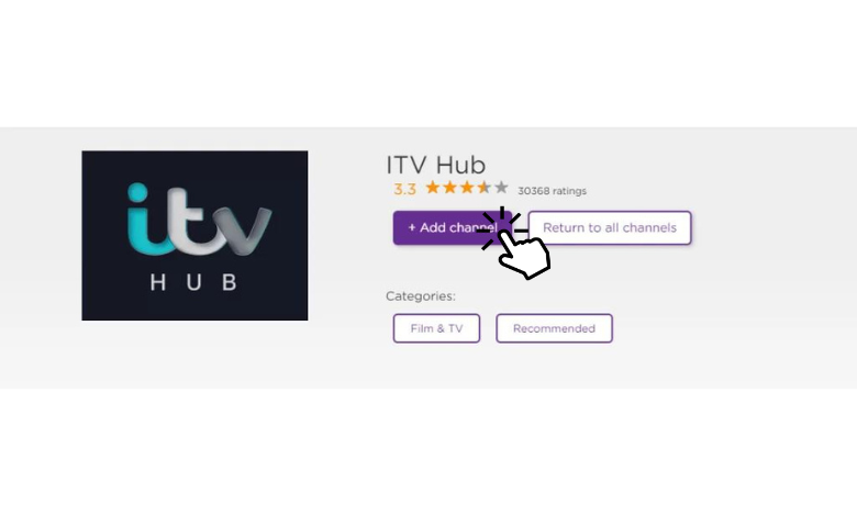 Click Add Channel to get ITV Hub on Roku