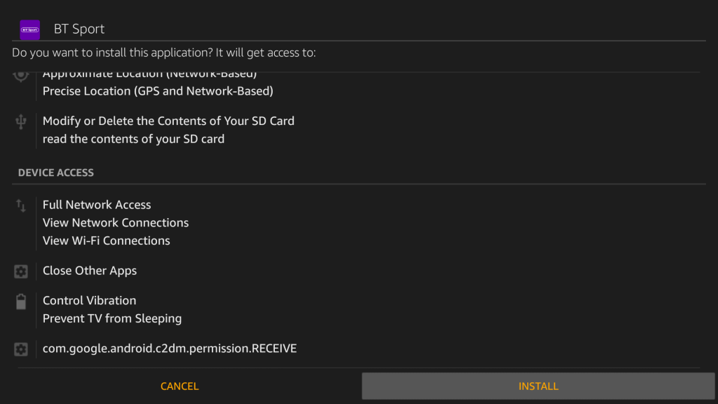 Install BT Sports on Firestick