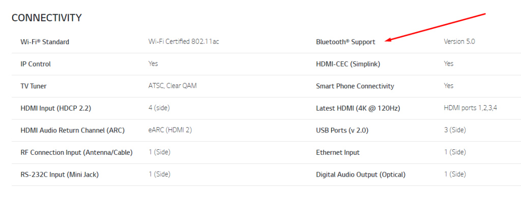 find the Connectivity section