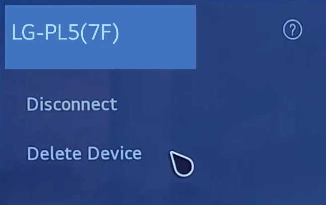 Disconnect Bluetooth device from LG TV