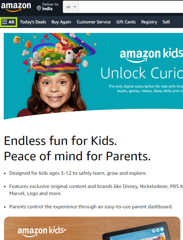 Cancel Amazon Kids Plus Subscription Using Parent Dashboard. 