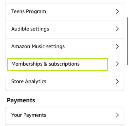 Select Your Memberships & Subscriptions.
