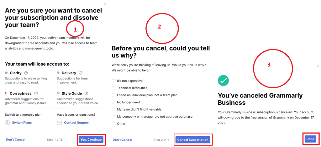 Cancel Grammarly Business or Grammarly For Education Subscription