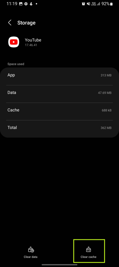 Click on Clear Cache option on Android Smartphone. 