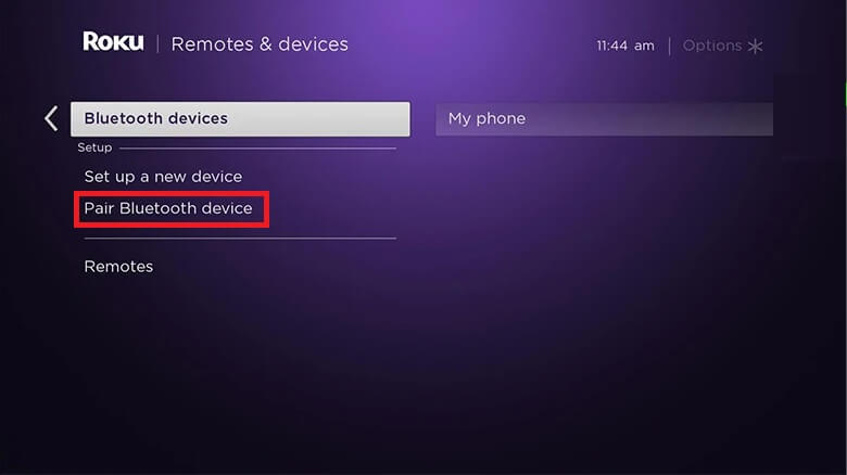 click on the Pair Bluetooth device option