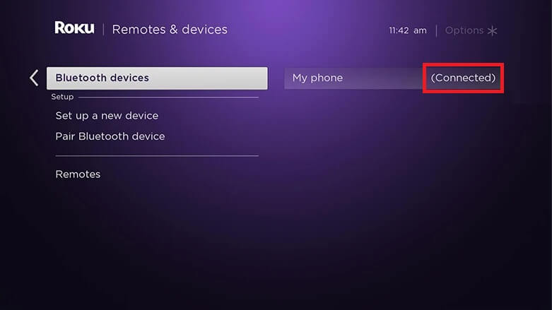 Bluetooth speaker is connected to Roku TV