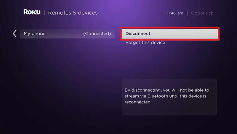 Disconnect Bluetooth Speaker to Roku TV