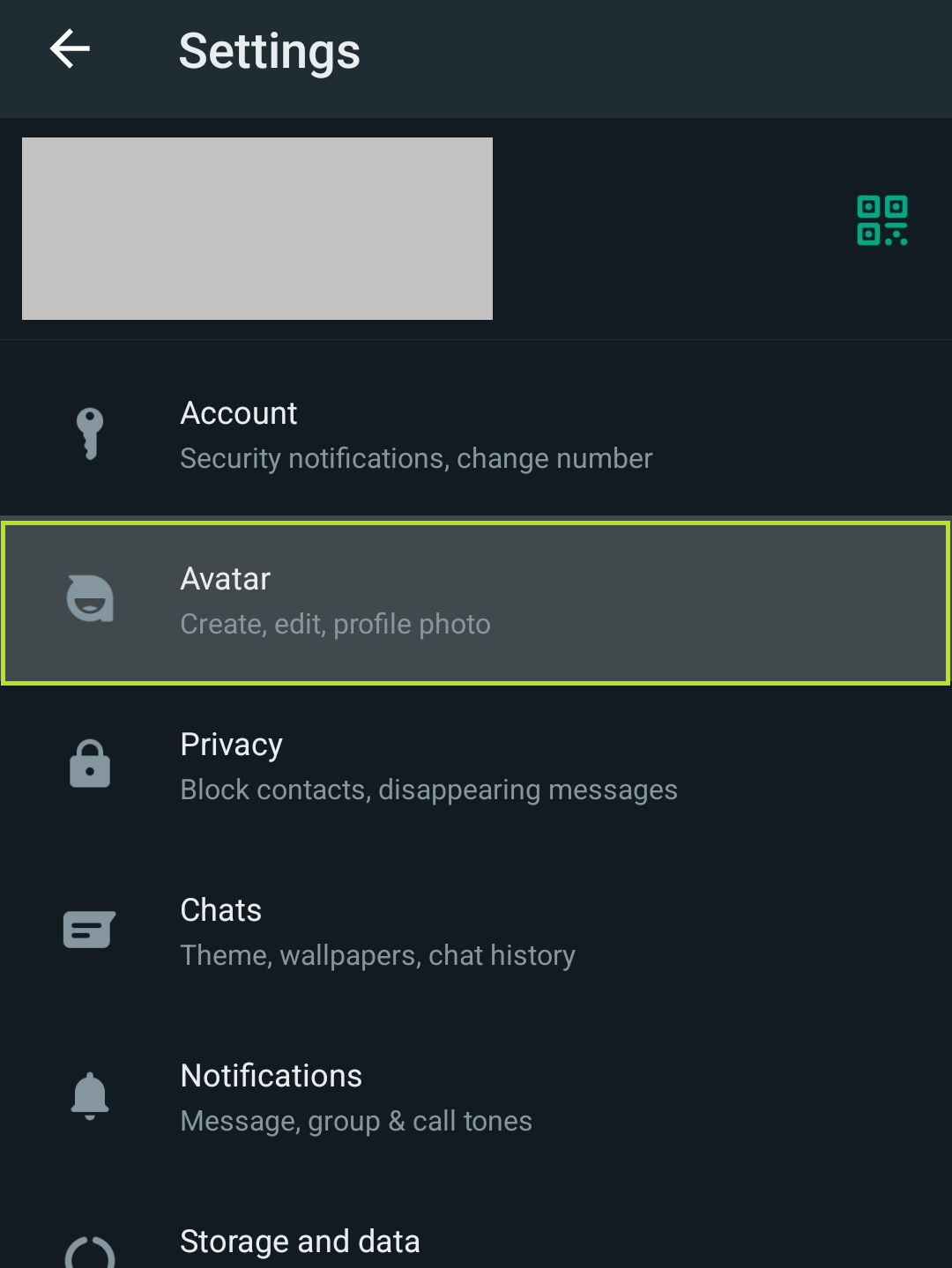 Select Avatar to Create Avatar on Whatsapp. 