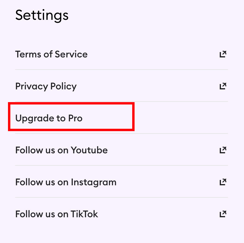 Select Upgrade to Pro