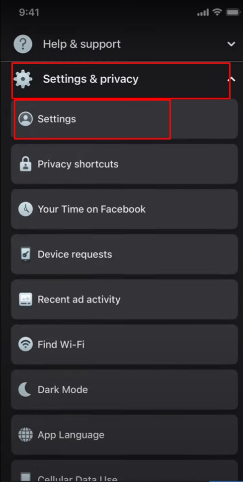 Settings and privacy