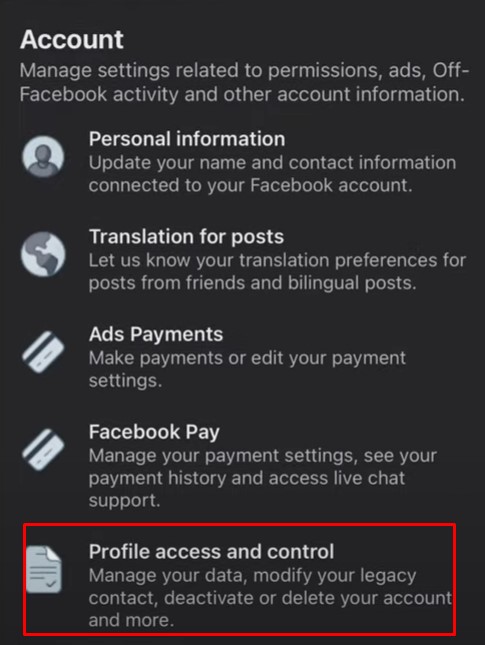 profile access and control