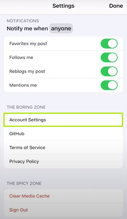 Select Account Settings.