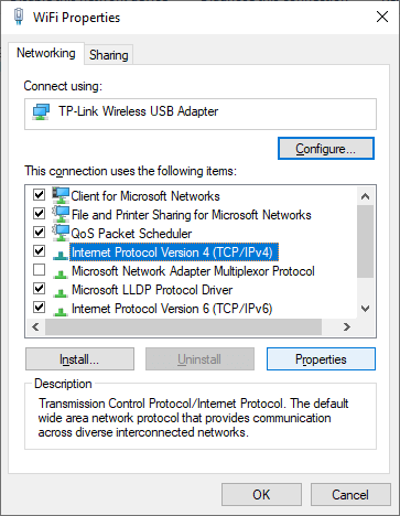 select Internet Protocol Version 4 (TCP/IPv4)