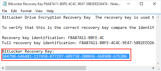 Find BitLocker Recovery Key In a txt file