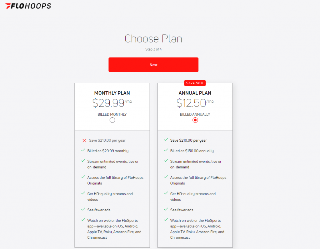 FloHoops Free Trial - Choose Plan