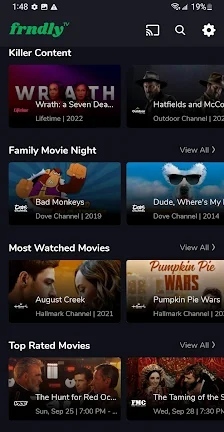  Tap the Cast icon to cast Frndly TV on Android TV