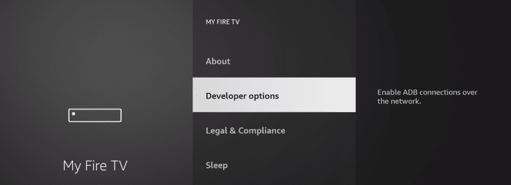 Choose Developer Options on Firestick