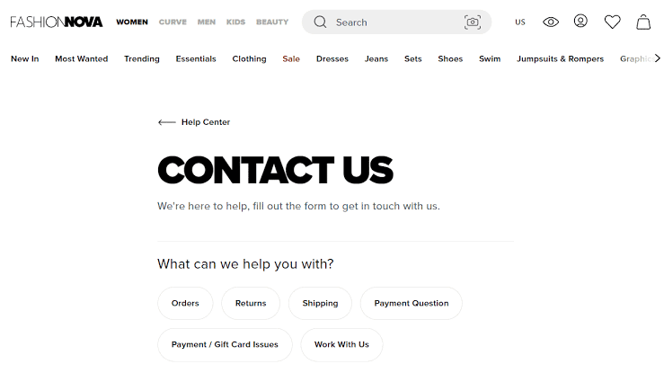 Contact customer care to  Cancel Fashion Nova Order 