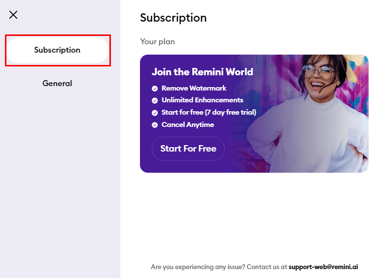 select the Subscription option.