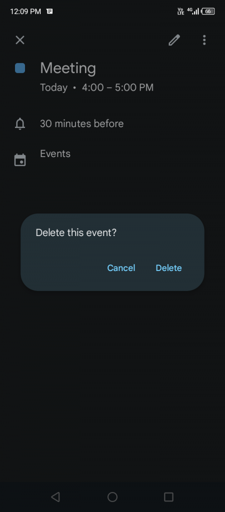 Deleting a even on Google Calendar