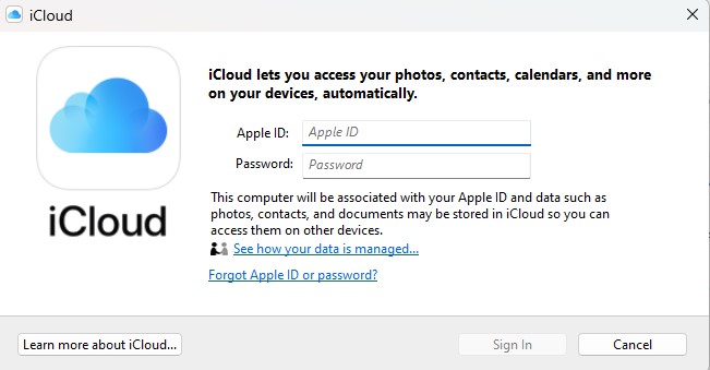 iCloud on Windows