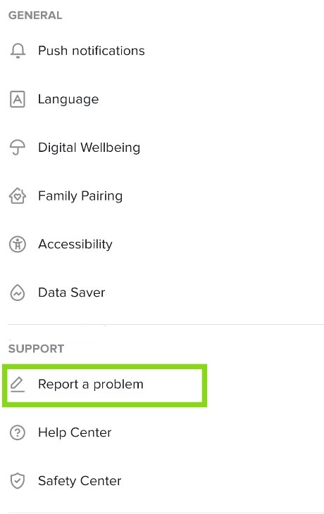 How to Change Birthday on TikTok - Tap Report a Problem option 