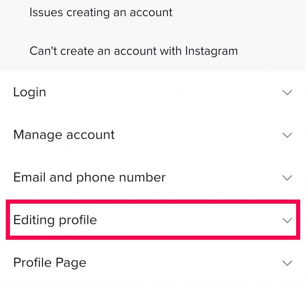 Click the Editing Profile option