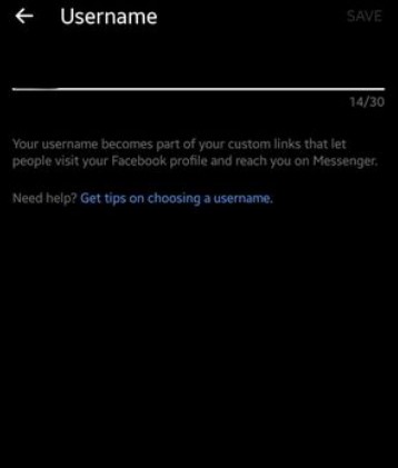 Change profile link on Facebook using Messenger