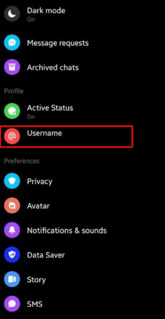 Username on Messenger