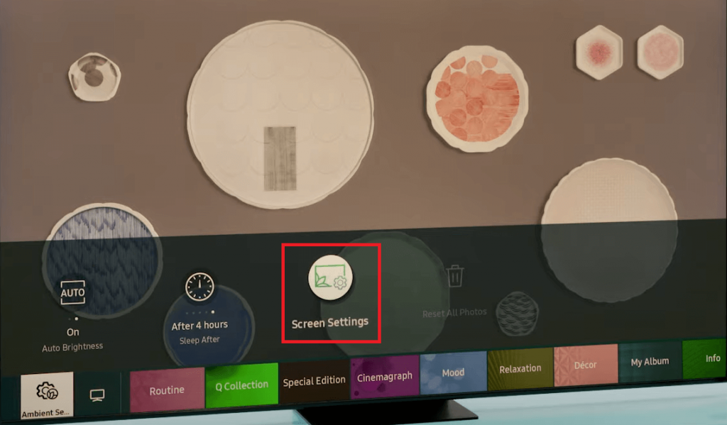 select the Screen Settings option to Change Screensaver on Samsung TV