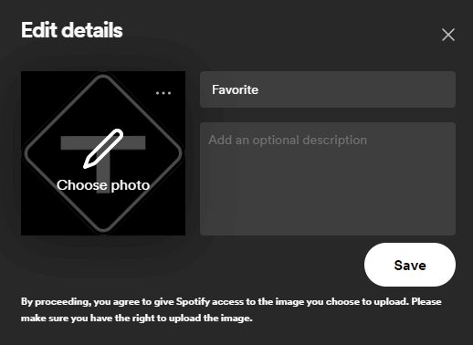 tap Choose photo option to Change Spotify Playlist Picture