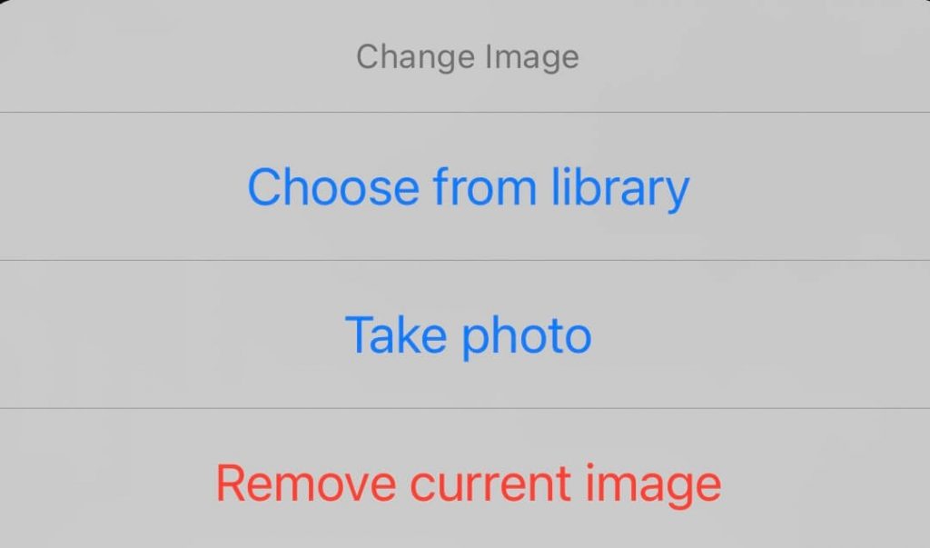 Select either the Take Photo or Choose Photo option
