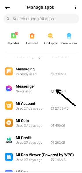 Choose Messenger to clear Cache on Android