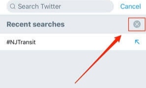Click X button to Clear Search History on Twitter