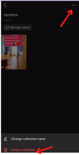 Hit  Delete Collections on TikTok