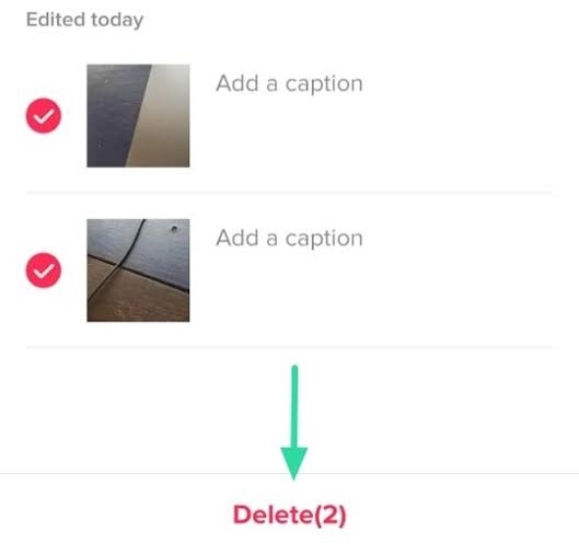 click Delete button to Delete Drafts on TikTok 