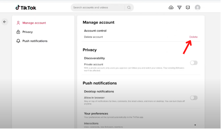  Delete TikTok Account